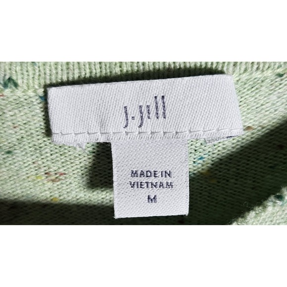 J Jill Green Confetti Sweater Womens Size Medium 3/4 Sleeve Pullover Knit Top - Picture 3 of 6